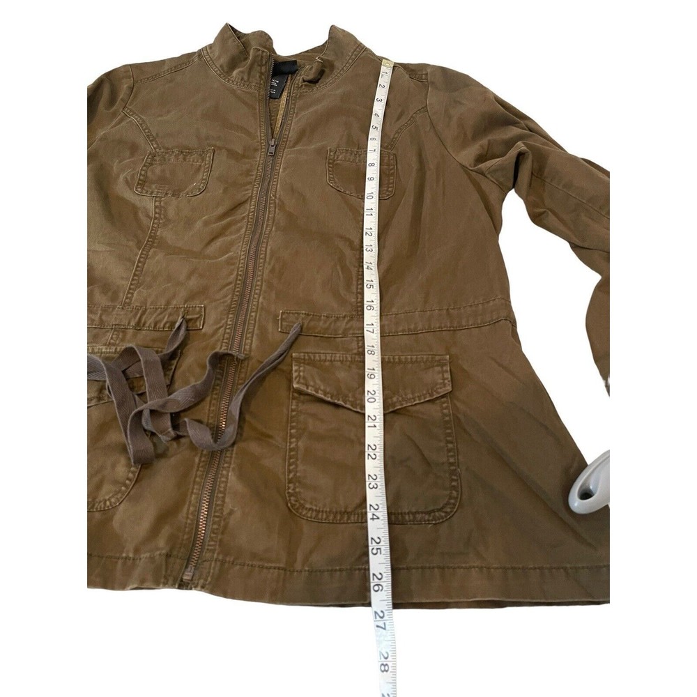 Lane Bryant Women 14/16 Military Safari Jacket Brown Zip Up Roll Tab Sleeves - Picture 7 of 9